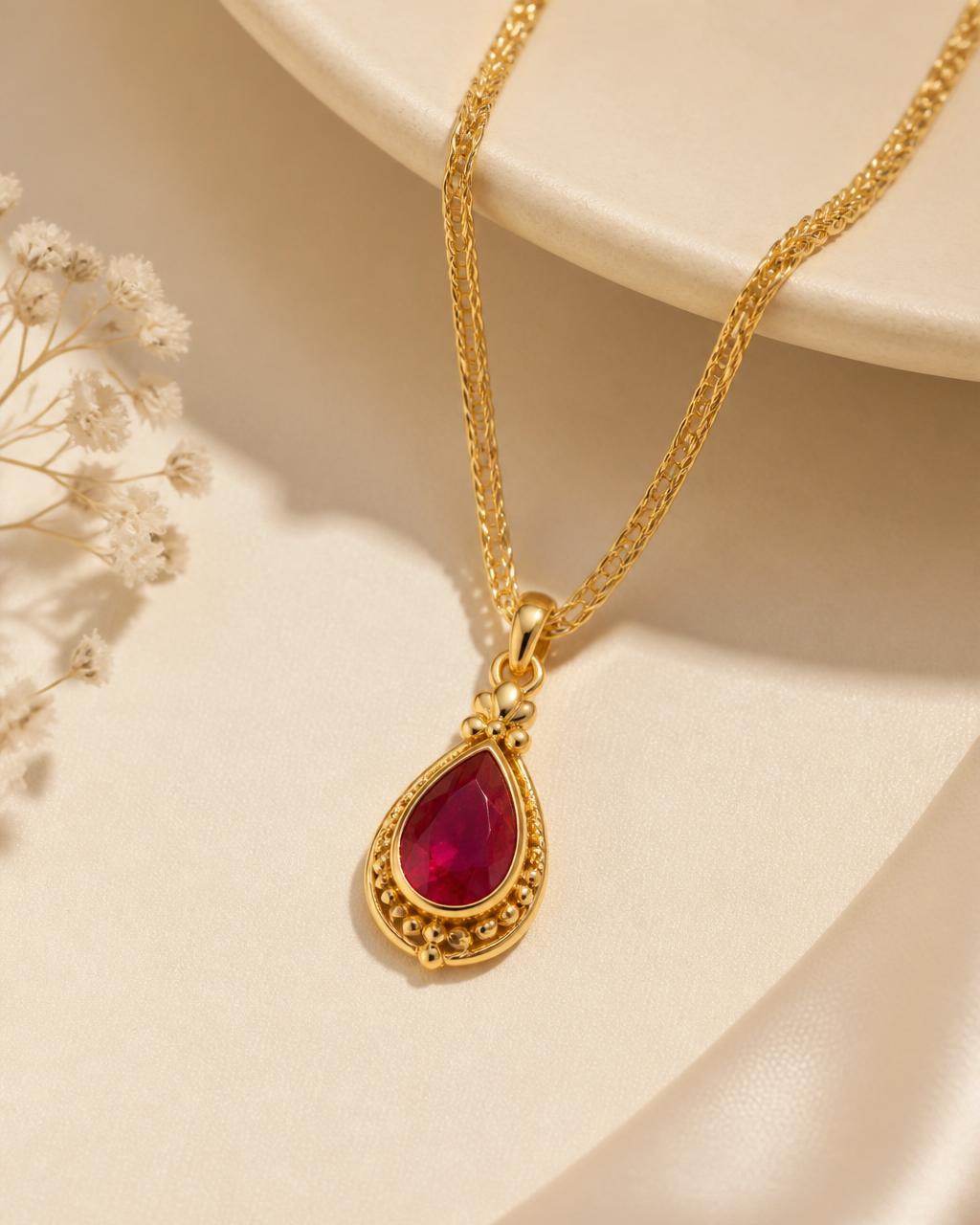 Ruby Teardrop Pendant Set — Jummaka Jewellery
